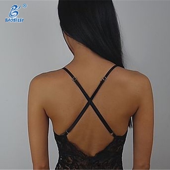 Black Lace Floral Bodysuit Lingerie - Picture 3 of 3